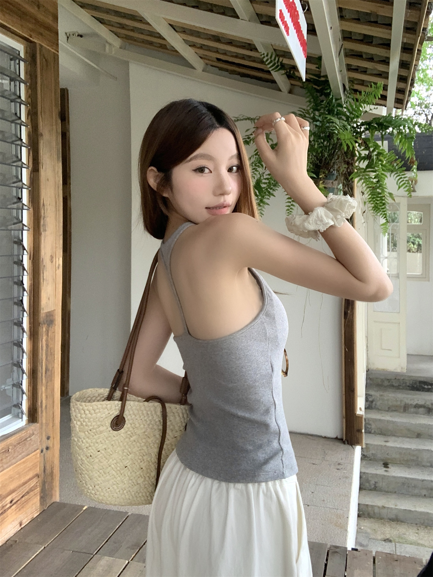 Women's Backless Camisole Tank Top with I-Shape Straps