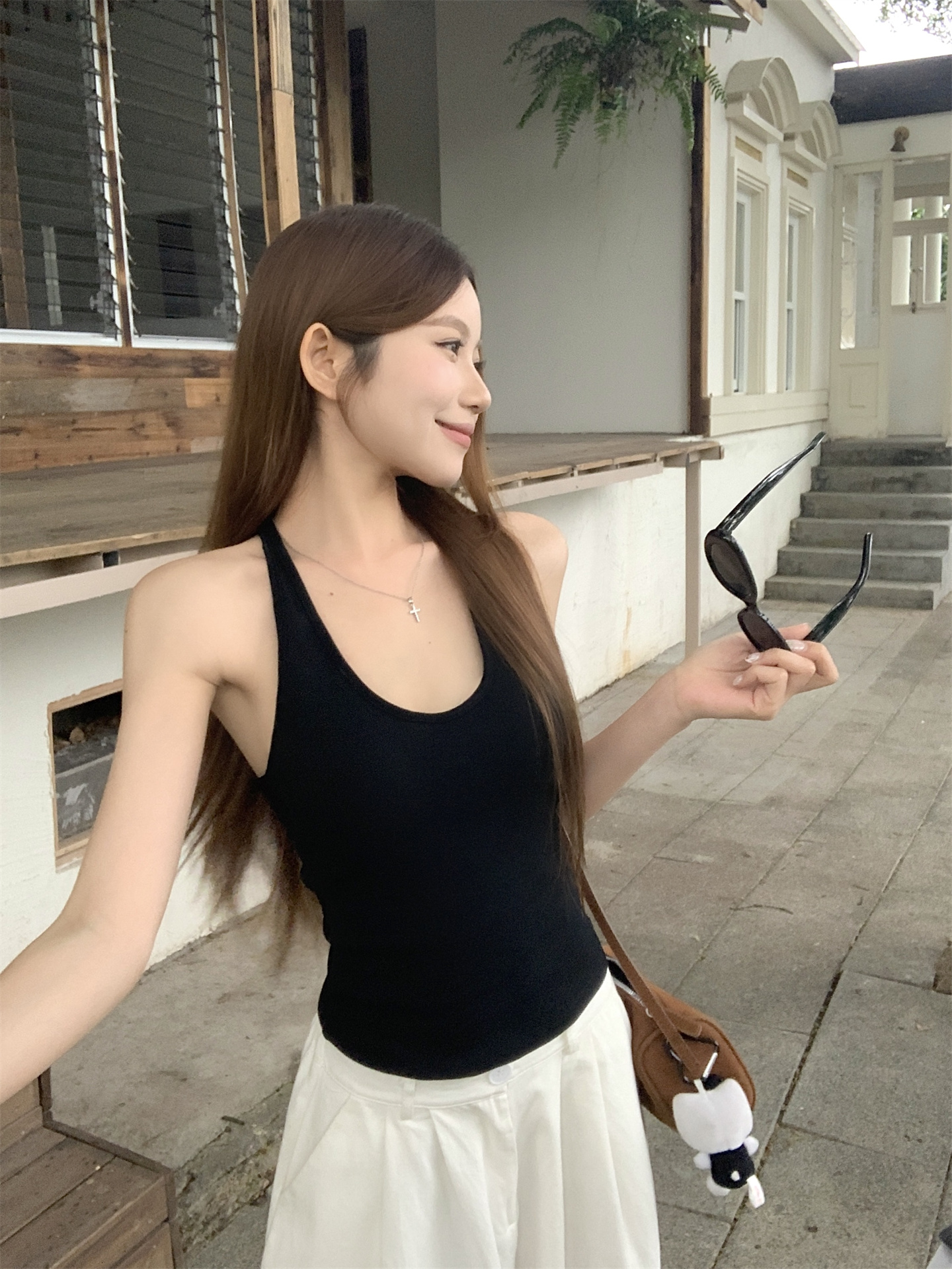 Women's Backless Camisole Tank Top with I-Shape Straps - Image 4