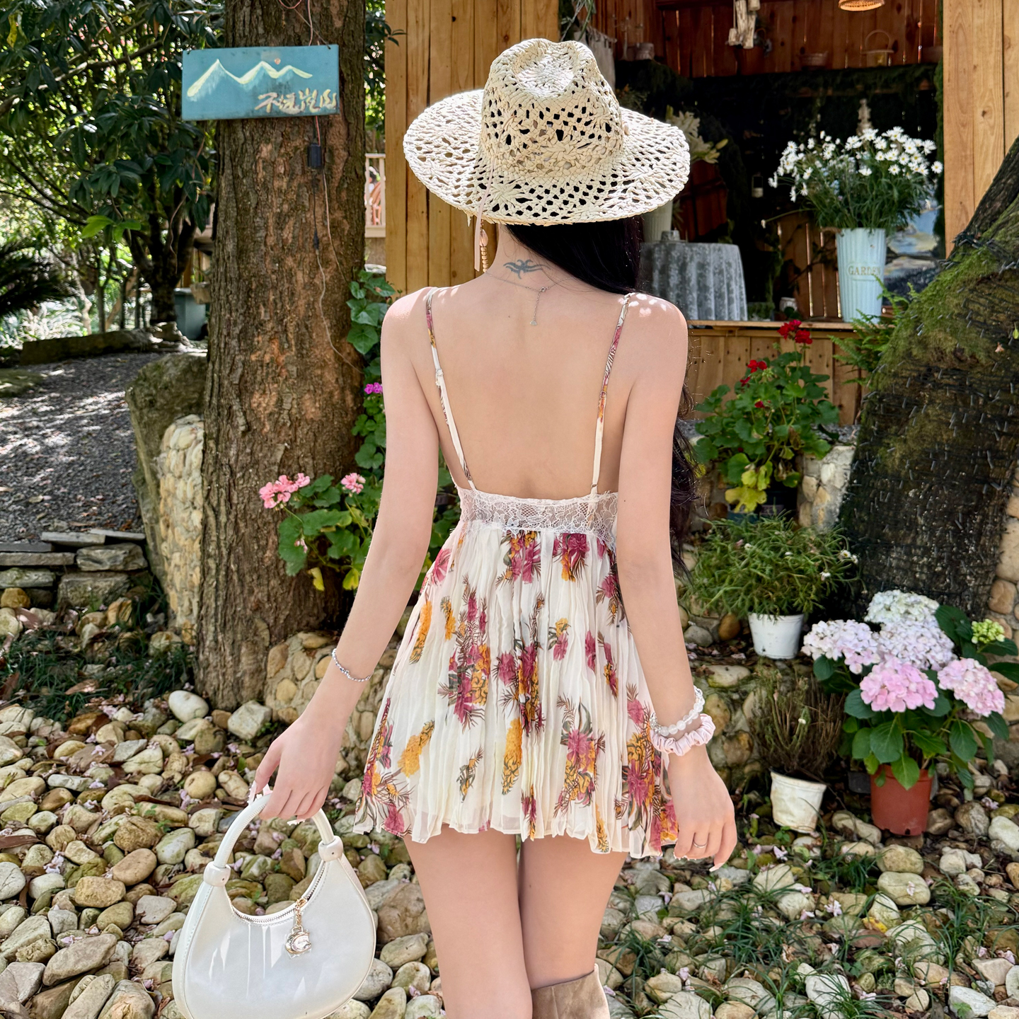 Floral Cami Top and Long Dress Set with Pleated Skirt - Image 4