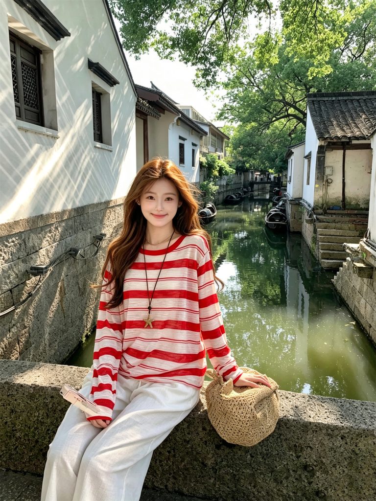 Women's Loose Lightweight Striped Sun Protection Long Sleeve Top