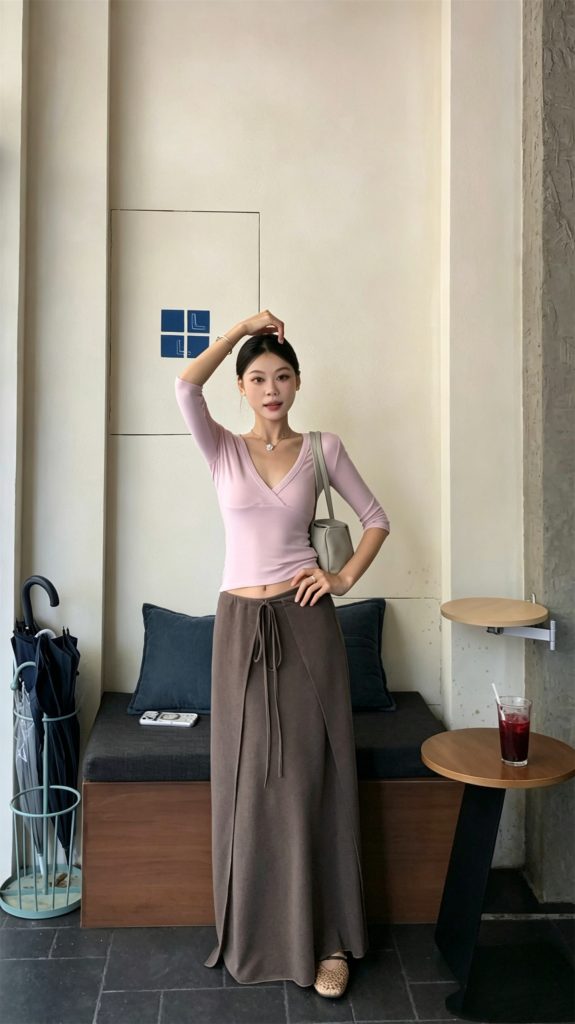 Women's V-Neck Cross-Front Slim Fit Half Sleeve Top