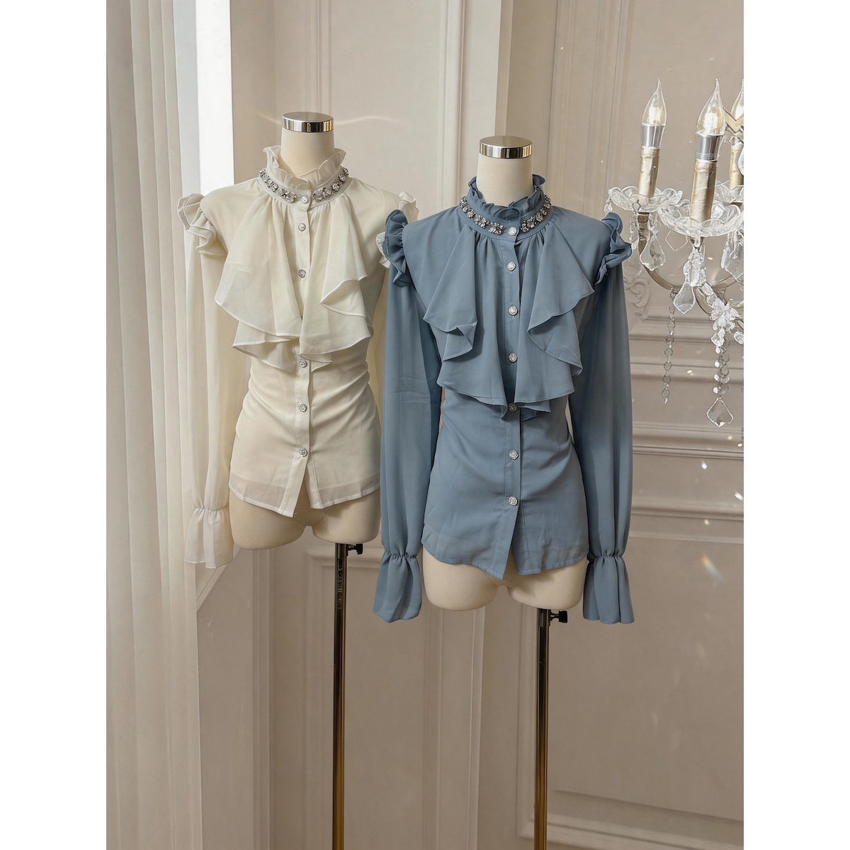 French Vintage Beaded Chiffon Blouse for Women - Style 2b3648 - Image 5